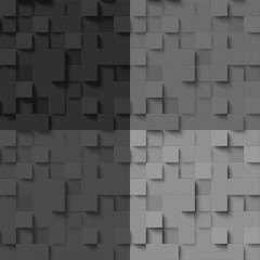 Set of mosaics made of dark volumentic squares. Seamless pattern with three-dimensional cubes
