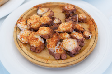 Galician style octopus, pulpo a la gallega.