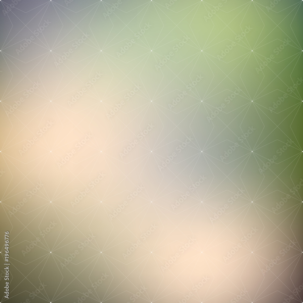 Poster abstract connection lines and dots on blured background, illustration