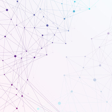 Graphic background molecule and communication. Colorful Dots with connections for your design, illustration