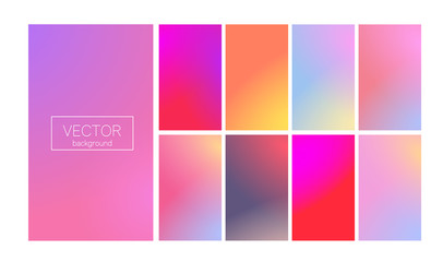 Screen gradient set with modern abstract backgrounds. Colorful fluid cover for poster, banner, flyer and presentation. Trendy soft color. Template with screen gradient set for screens and mobile app