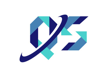 QS Ellipse Swoosh Ribbon Letter Logo