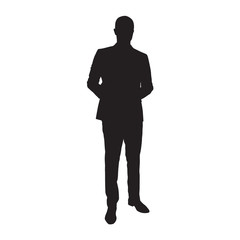Man in suit isolated vector silhouette. Businessman