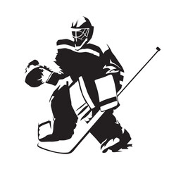 Naklejka premium Ice hockey goalie, abstract vector silhouette