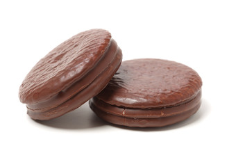 chocolate cake on white background 