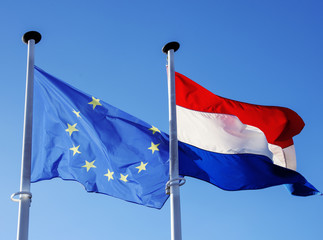 flags of European Union and Luxembourg