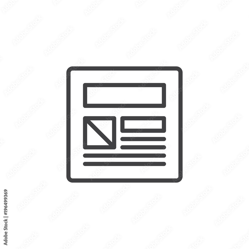 Wall mural web page design outline icon. linear style sign for mobile concept and web design. website design si