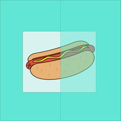 hot dog on a turquoise background