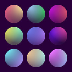 Modern 3d gradient set with round abstract backgrounds. Colorful fluid covers for calendar, brochure, invitation, cards. Trendy soft color. Template with round gradient set for screens and mobile app