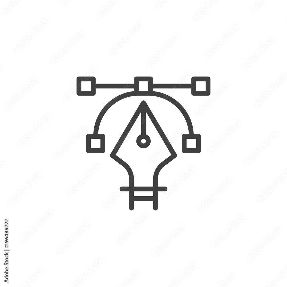 Fototapete fountain pen nib outline icon. linear style sign for mobile concept and web design. drawing, compute