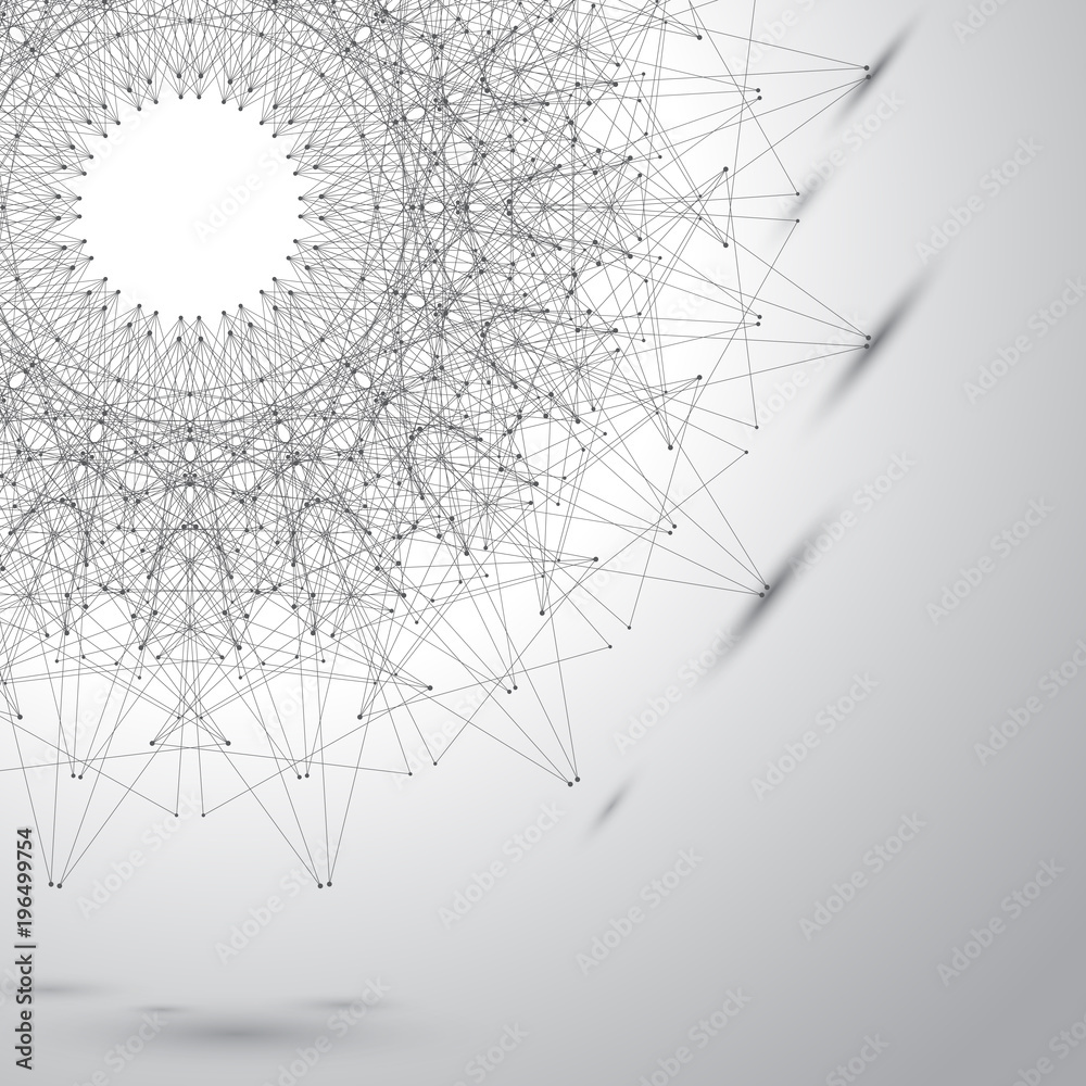 Poster grey graphic background illustration dots with connections for your design