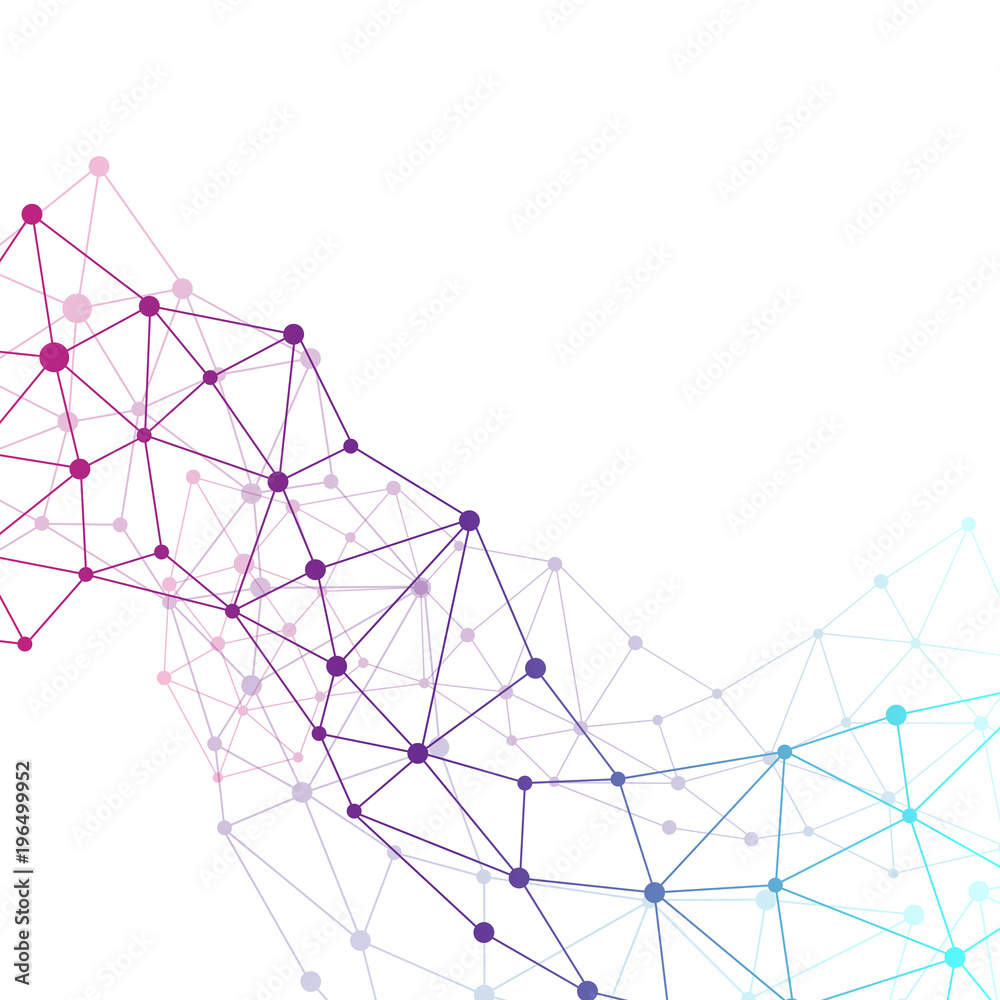 Poster geometric abstract background with connected lines and dots. futuristic technology design, illustrat
