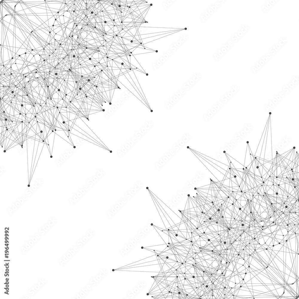 Poster futuristic illustration texture. molecule and communication. connected lines with dots