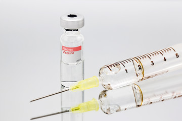 Rabies vaccine with hypodermic syringe and needle