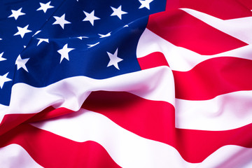 Fototapeta na wymiar Beautifully waving star and striped American flag.