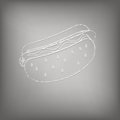 The hot dog icon is drawn in chalk