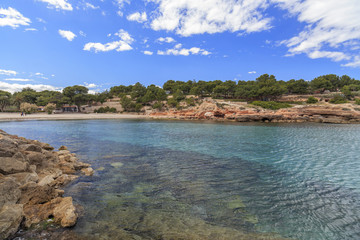 Beach view of Ametlla de Mar, catalan village of Costa Daurada.Spain.