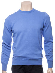 Blue longsleeve cotton jumper on a mannequin isolated