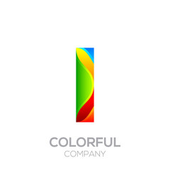 Letter i logotype made of stripes with Glossy colorful and gradient, Rainbow Vibrant Colors for your Corporate identity vector design template