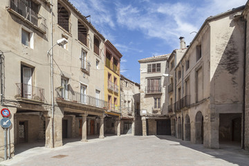 Fototapeta na wymiar Street view in medieval village of Santa Coloma de Queralt, Catalonia, Spain.