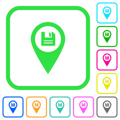 Save GPS map location vivid colored flat icons