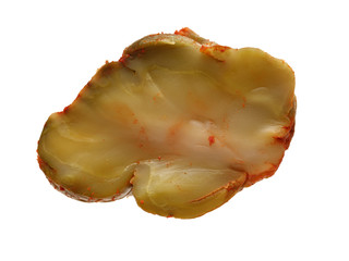 hot pickled mustard tuber on white background 