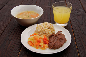 Azuki sauce with natural rice on a table