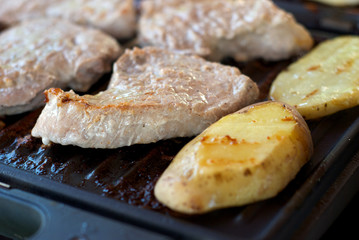 Well tasted pork steak from the garden grill party