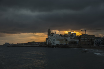 Fototapeta premium Sunset view in Sitges, Spain