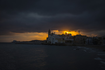 Fototapeta premium Sunset view in Sitges, Spain