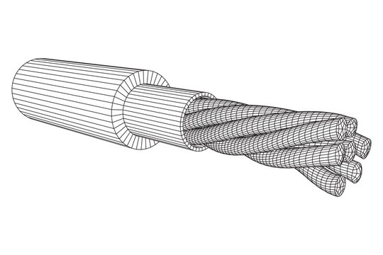 Electrical cable cleared wire. Wireframe low poly mesh vector illustration