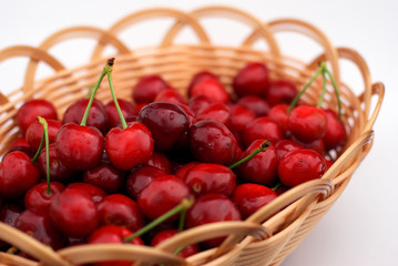 sweet cherries in a basket