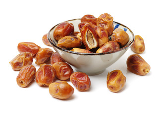 medjool dates on white background