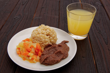 Azuki sauce with natural rice on a table