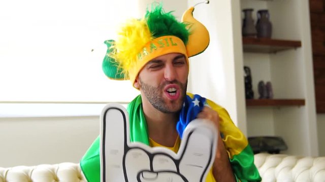 Brazilian Fan Celebrating at Home