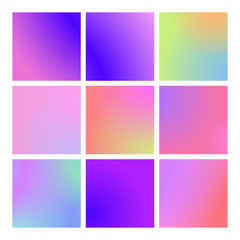 Square gradient set with modern abstract backgrounds. Colorful fluid cover for poster, banner, flyer and presentation. Trendy soft color. Template with square gradient set for screens and mobile app