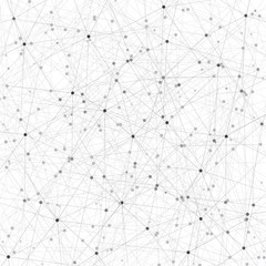 Grey graphic background molecule and communication. Connected lines with dots, illustration