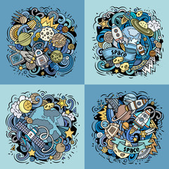 Space cartoon vector doodle illustration