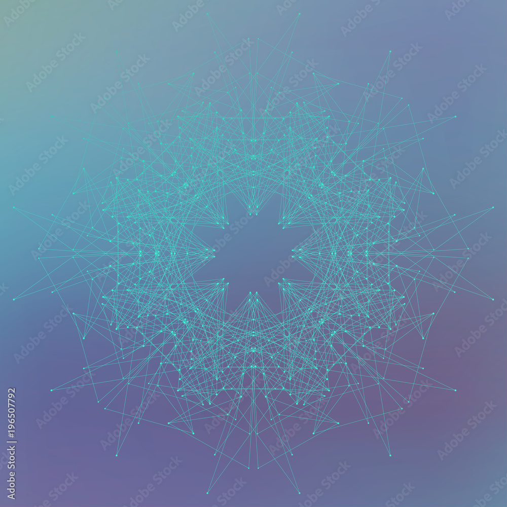 Poster geometric abstract form with connected lines and dots. modern illustration