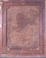 Back side of painting on wooden stretcher