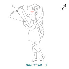 cute girl in the form of zodiac sign. Sagittarius