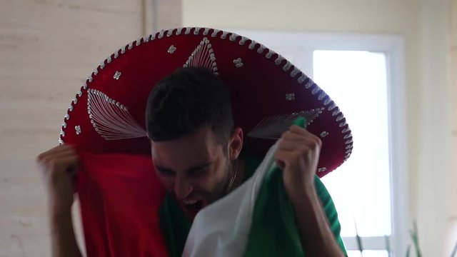Mexican Fan Celebrating at Home