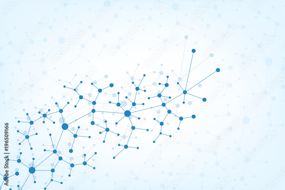 Aufkleber Molecule and communication with connected dots and lines. DNA molecule structure. Graphic background for your design , Illustration