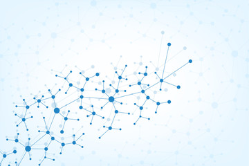 Molecule and communication with connected dots and lines. DNA molecule structure. Graphic...