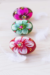 Easter eggs with feathers