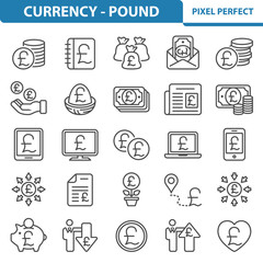 Fototapeta premium Currency - Pound Icons. Professional, pixel perfect icons depicting various finance, money and currency concepts. EPS 8 format.