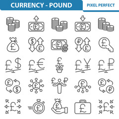 Fototapeta premium Currency - Pound Icons. Professional, pixel perfect icons depicting various finance, money and currency concepts. EPS 8 format.