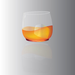 whisky glass with shadow, vector illustration. 