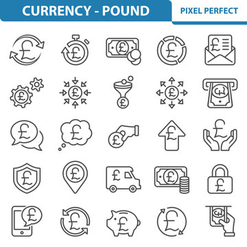 Currency - Pound Icons. Professional, pixel perfect icons depicting various finance, money and currency concepts. EPS 8 format.