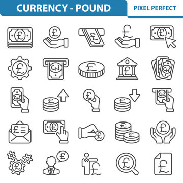 Currency - Pound Icons. Professional, pixel perfect icons depicting various finance, money and currency concepts. EPS 8 format.